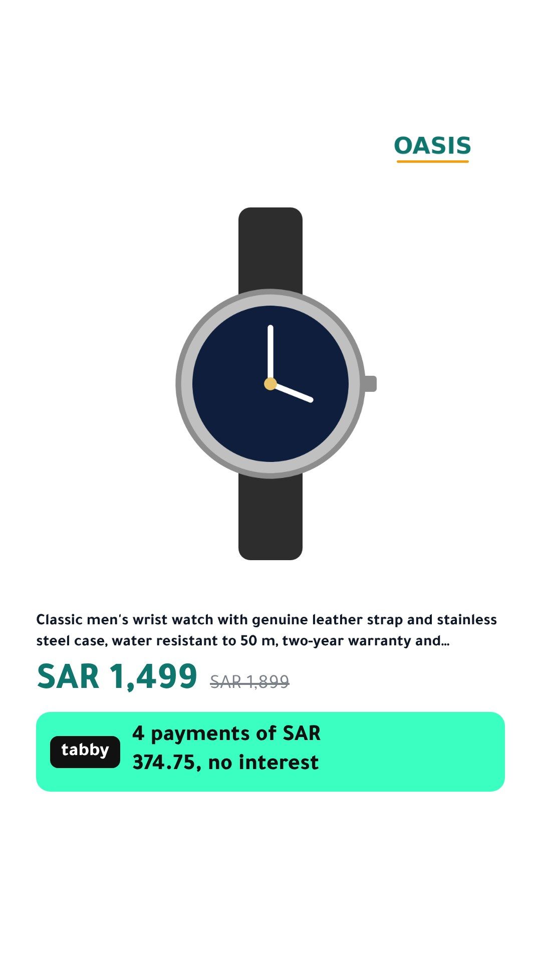 The Pay later template, 9:16 Stories and Reels, on a sample product