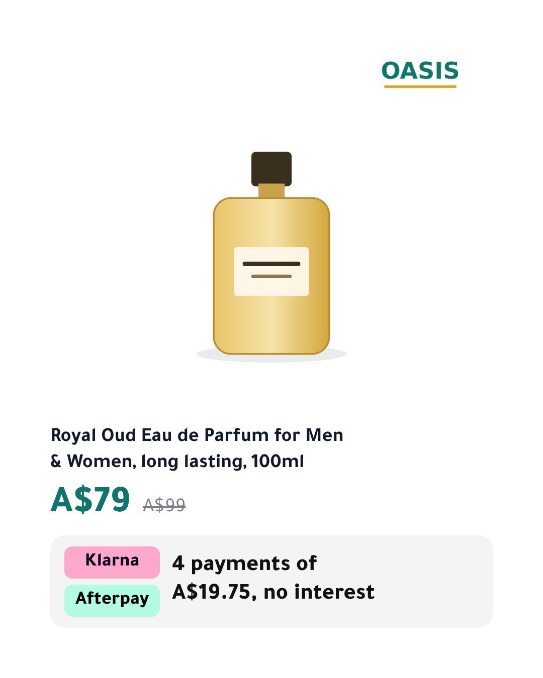 The Pay later template on a sample product, Portrait 4:5, in English