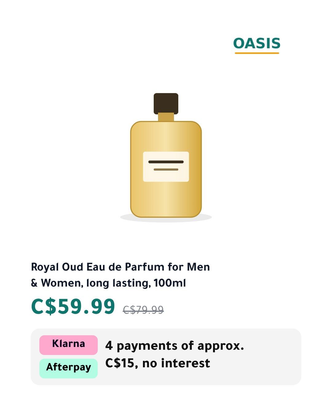 The Pay later template on a sample product, Portrait 4:5, in English