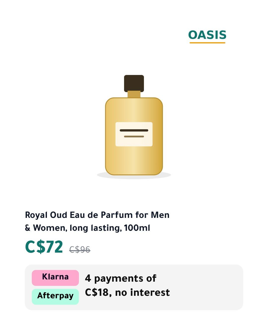 The Pay later template on a sample product, Portrait 4:5, in English