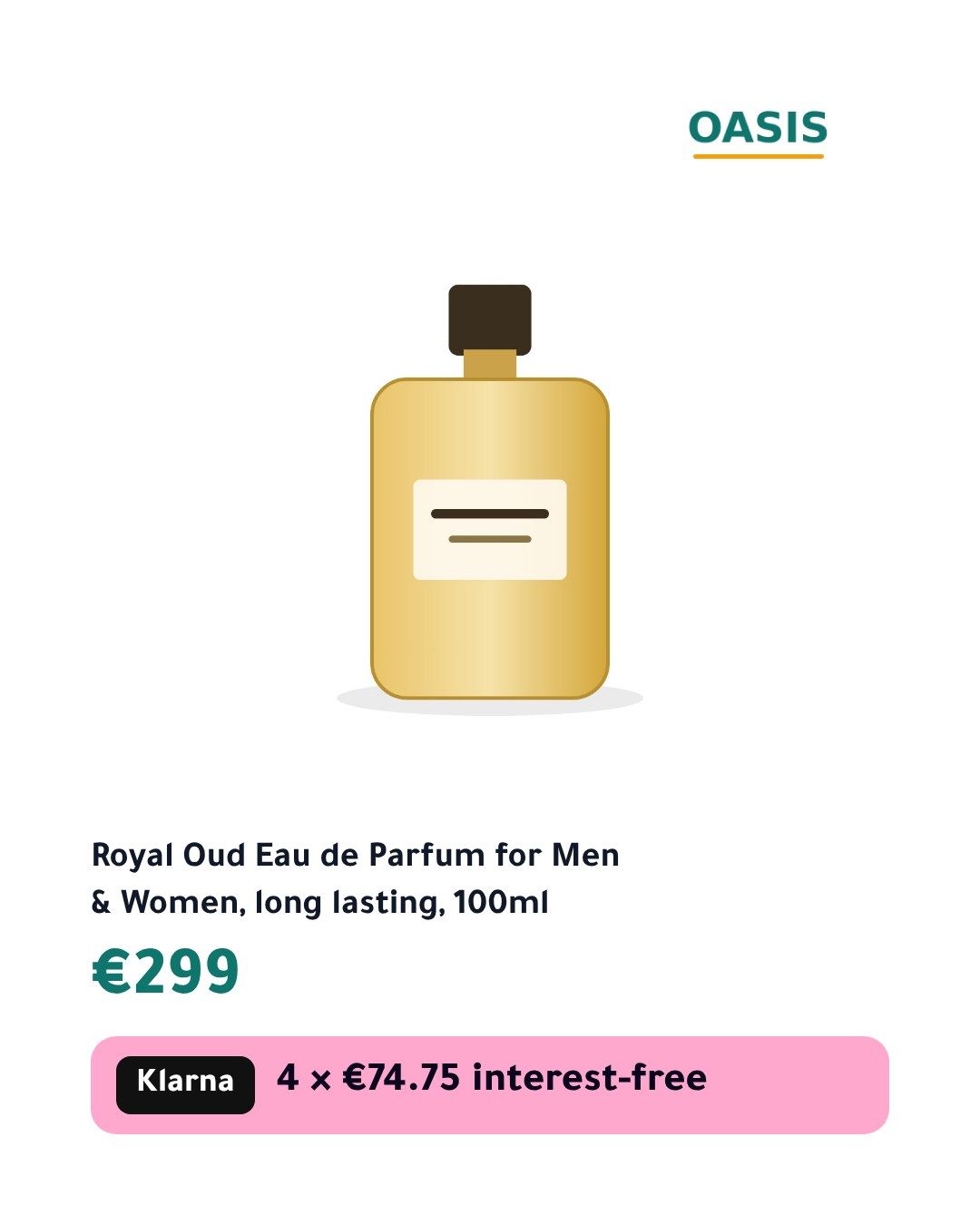 The Pay later template on a sample product, Portrait 4:5, in English