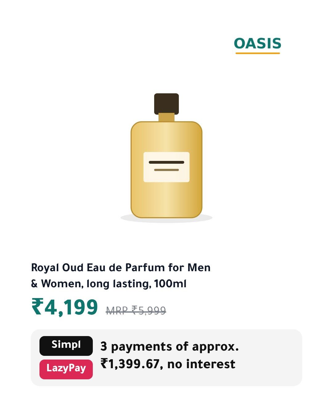 The Pay later template on a sample product, Portrait 4:5, in English