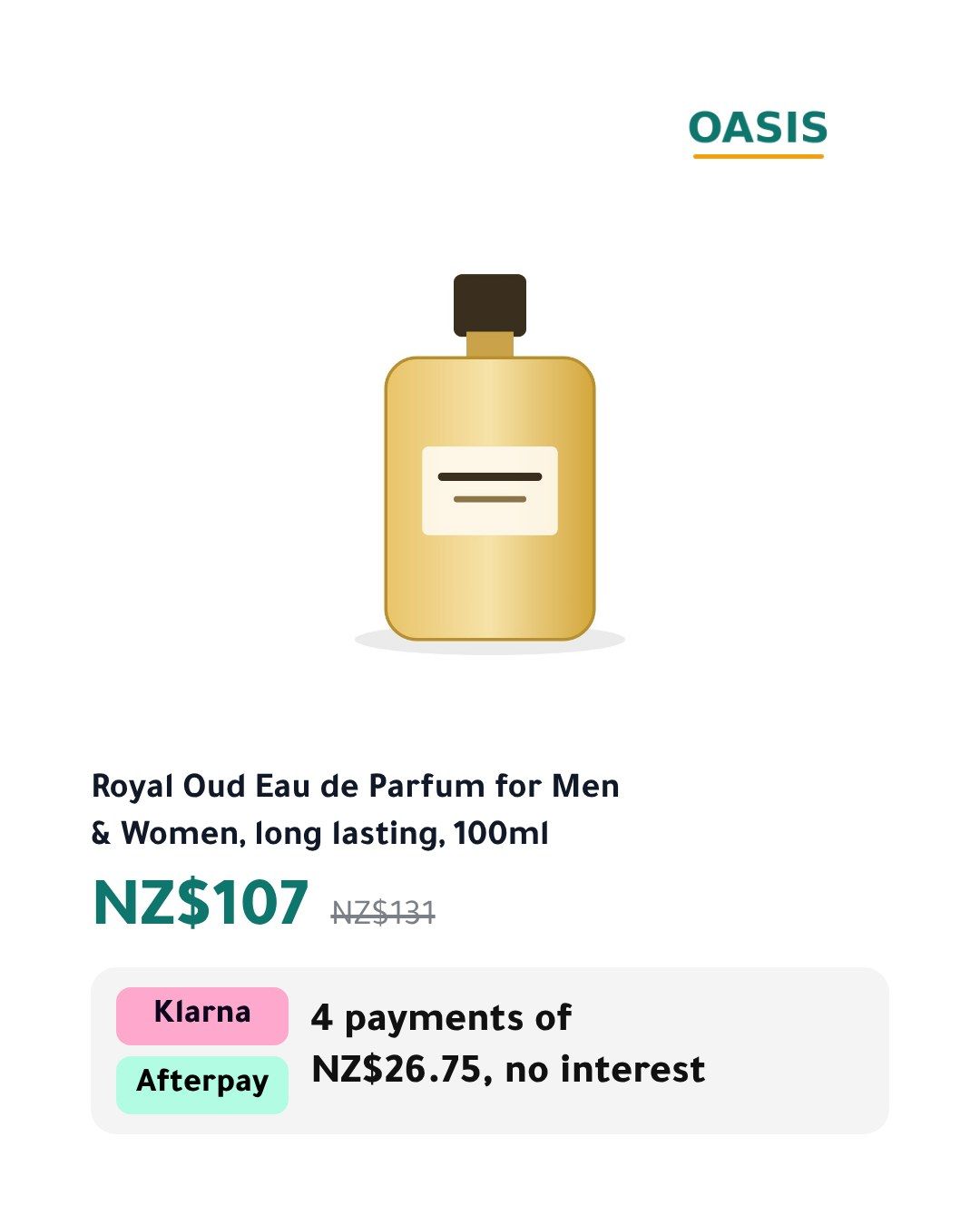 The Pay later template on a sample product, Portrait 4:5, in English