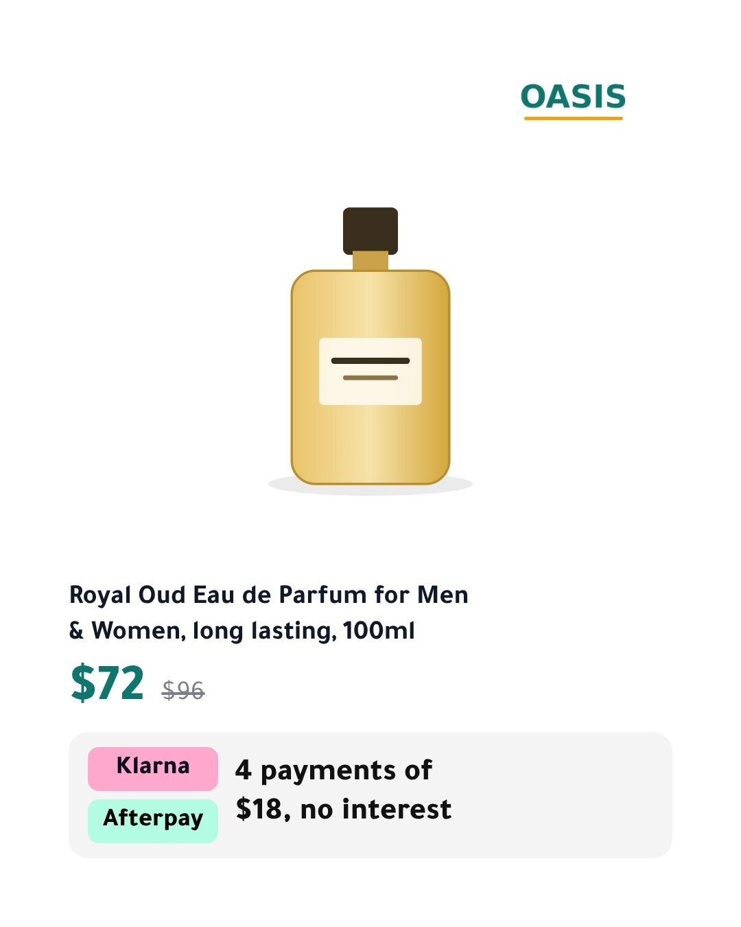 The Pay later template on a sample product, Portrait 4:5, in English