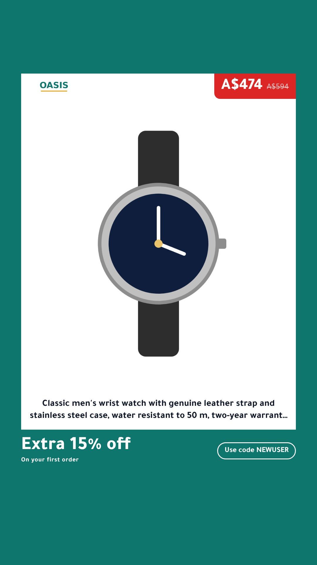 The Poster template on a sample product, Stories 9:16, in English