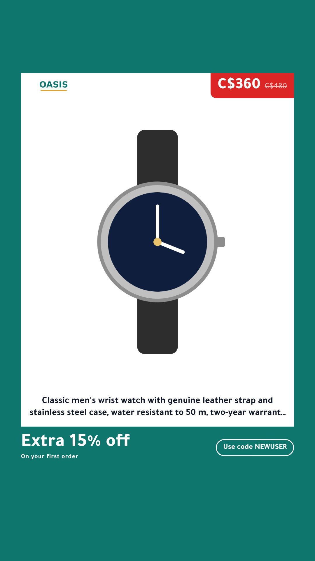 The Poster template on a sample product, Stories 9:16, in English