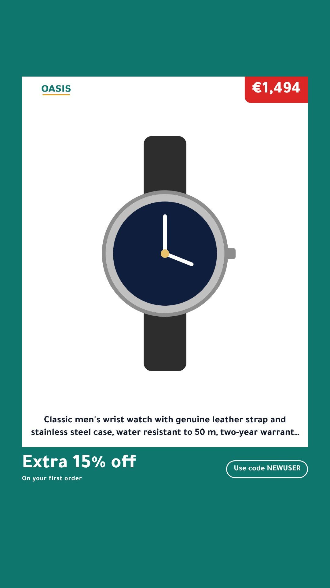 The Poster template on a sample product, Stories 9:16, in English