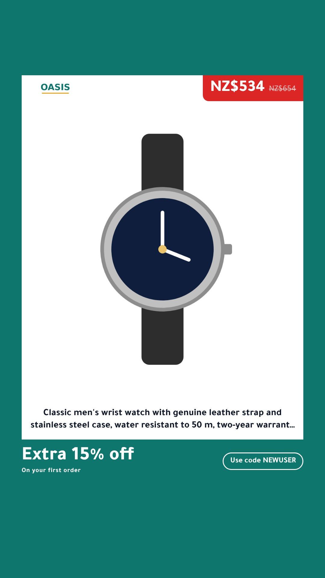 The Poster template on a sample product, Stories 9:16, in English