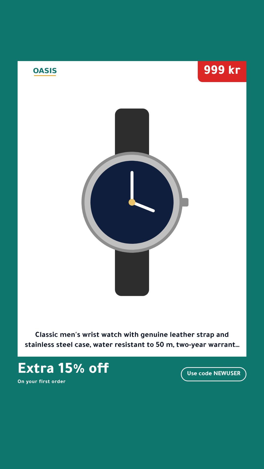 The Poster template on a sample product, Stories 9:16, in English