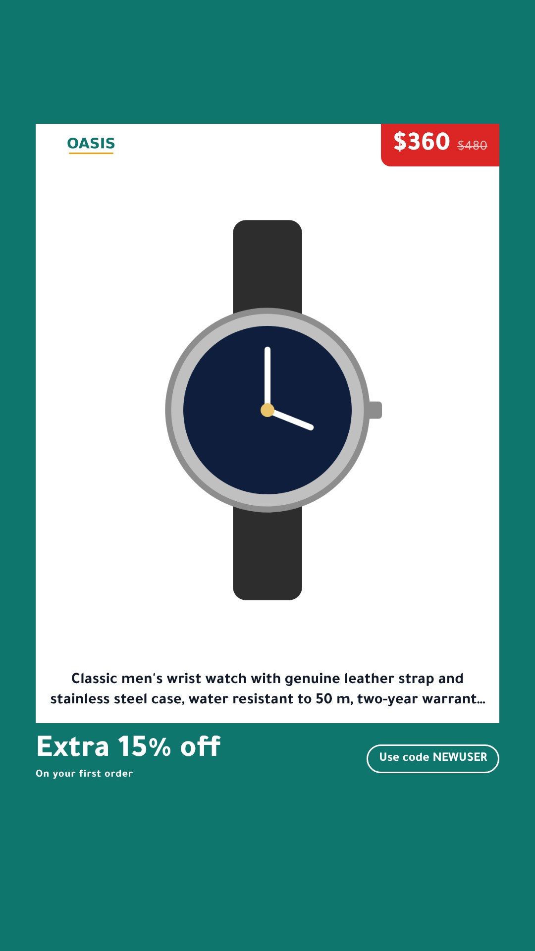 The Poster template on a sample product, Stories 9:16, in English