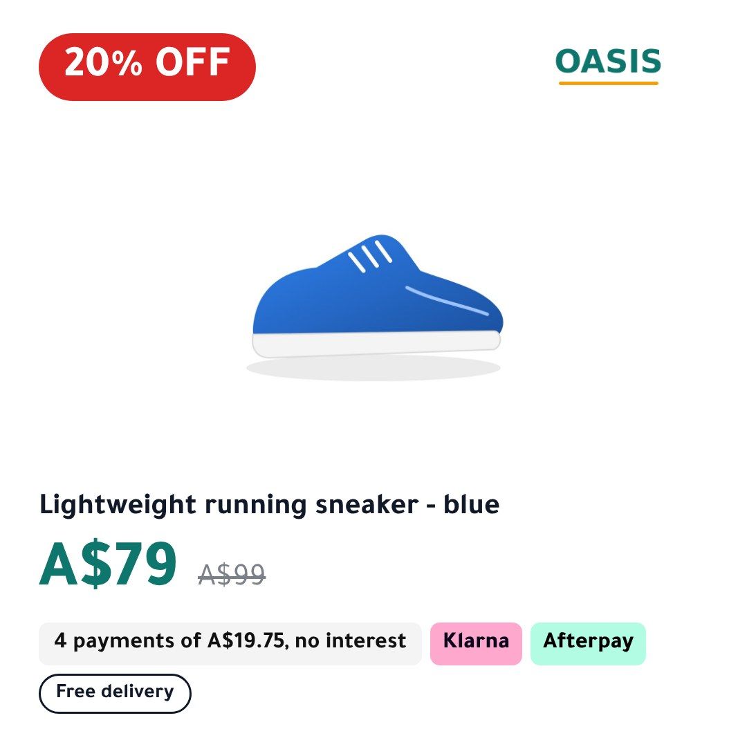 The Sale template on a sample product, Square 1:1, in English