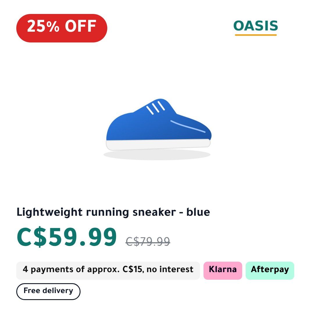 The Sale template on a sample product, Square 1:1, in English