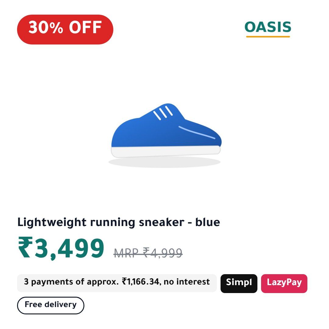 The Sale template on a sample product, Square 1:1, in English