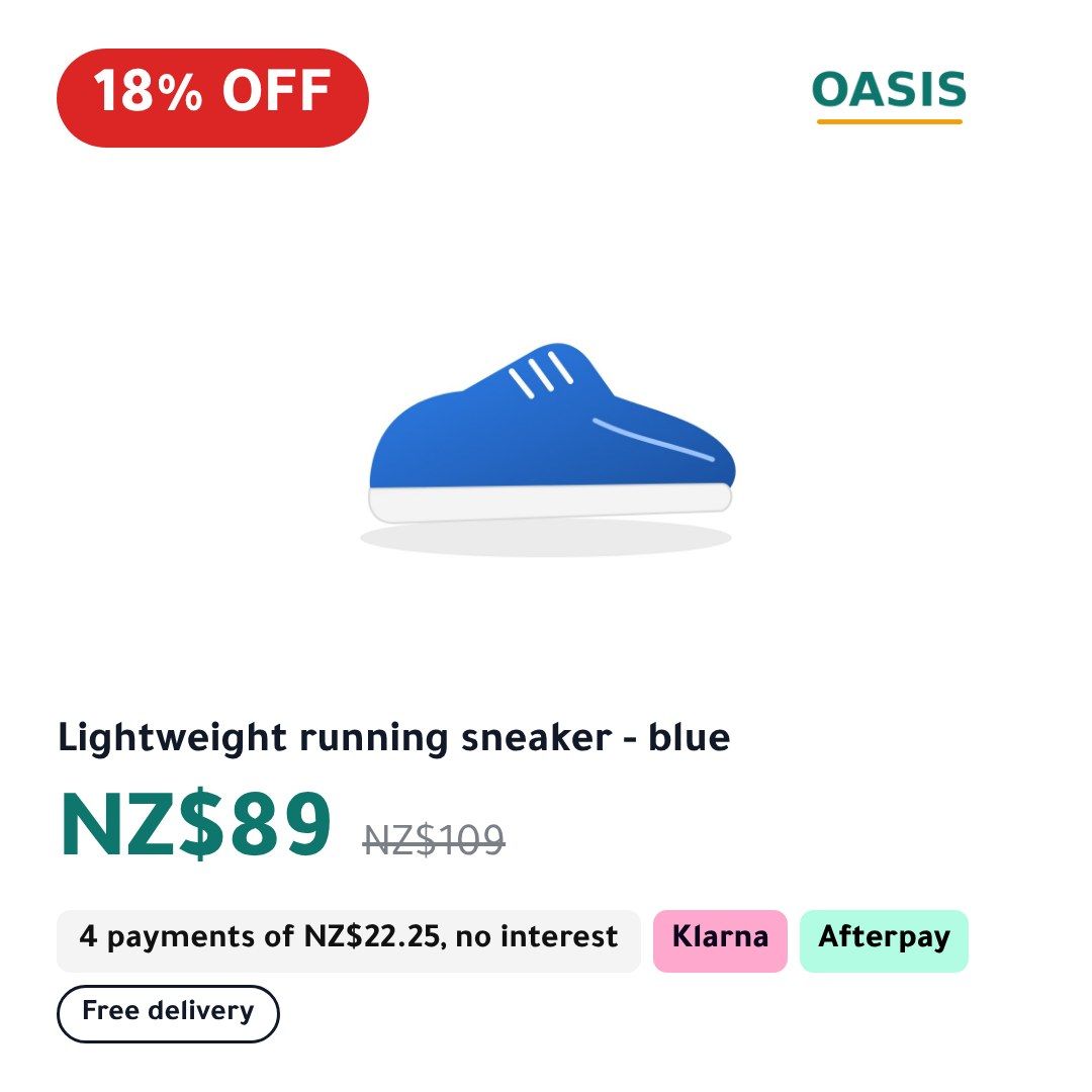The Sale template on a sample product, Square 1:1, in English