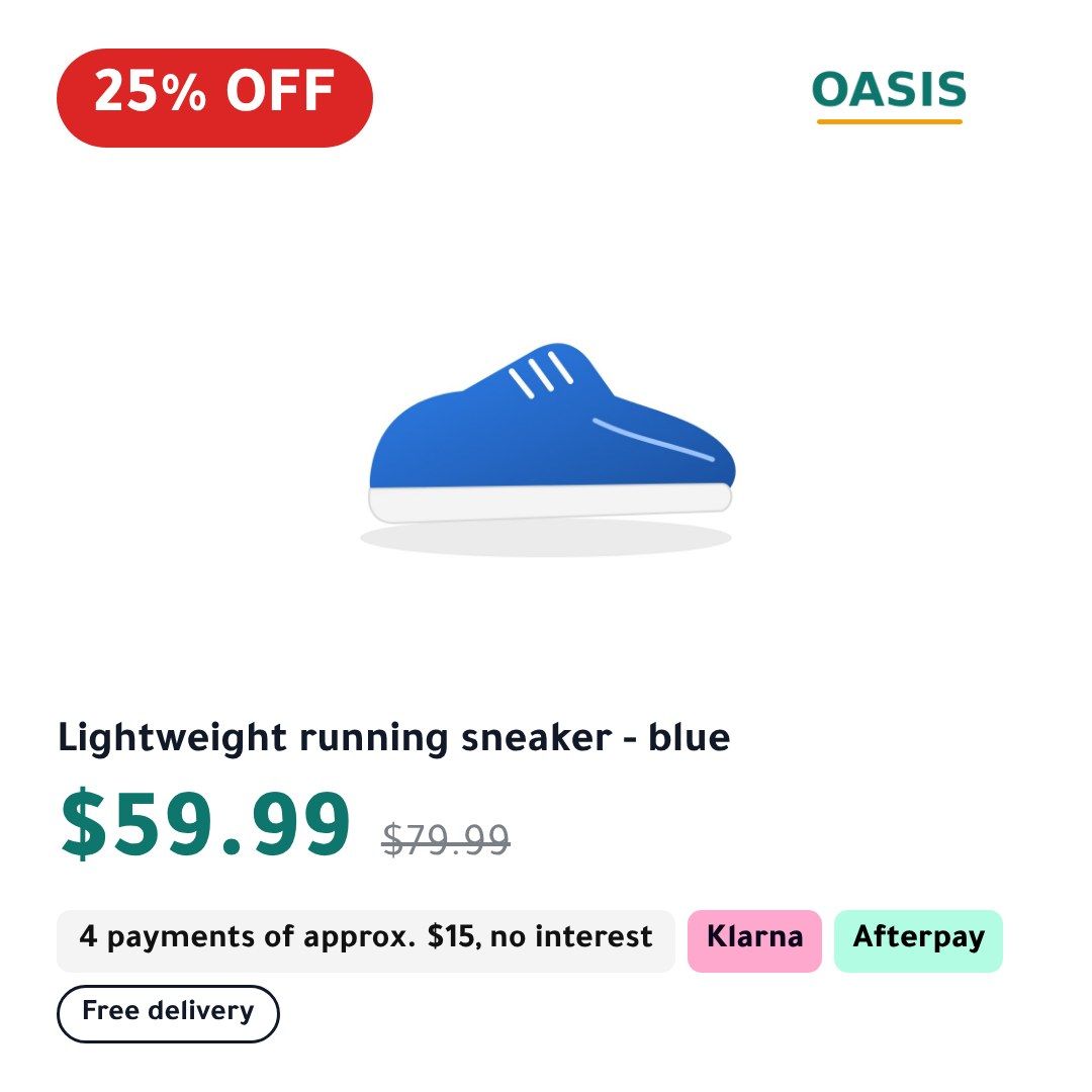 The Sale template on a sample product, Square 1:1, in English