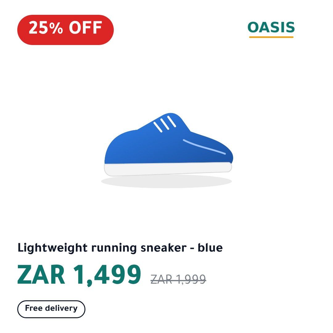 The Sale template on a sample product, Square 1:1, in English