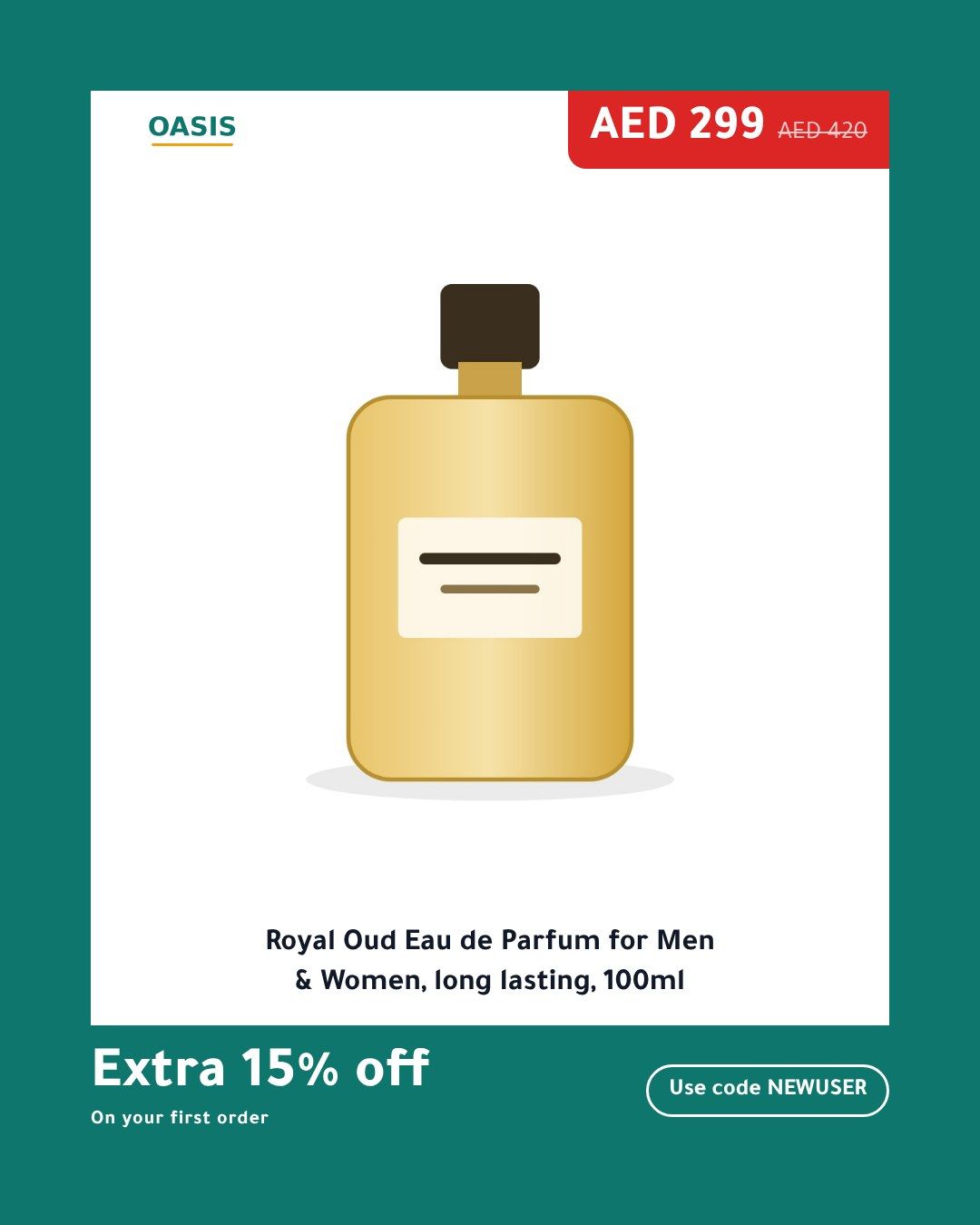 The Poster template, 4:5 feed, on a sample product