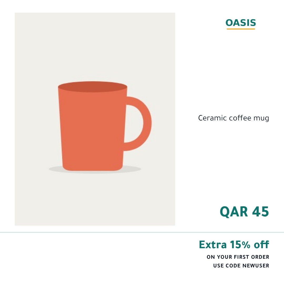 The Promo code template, No offer, square 1:1, on a sample product