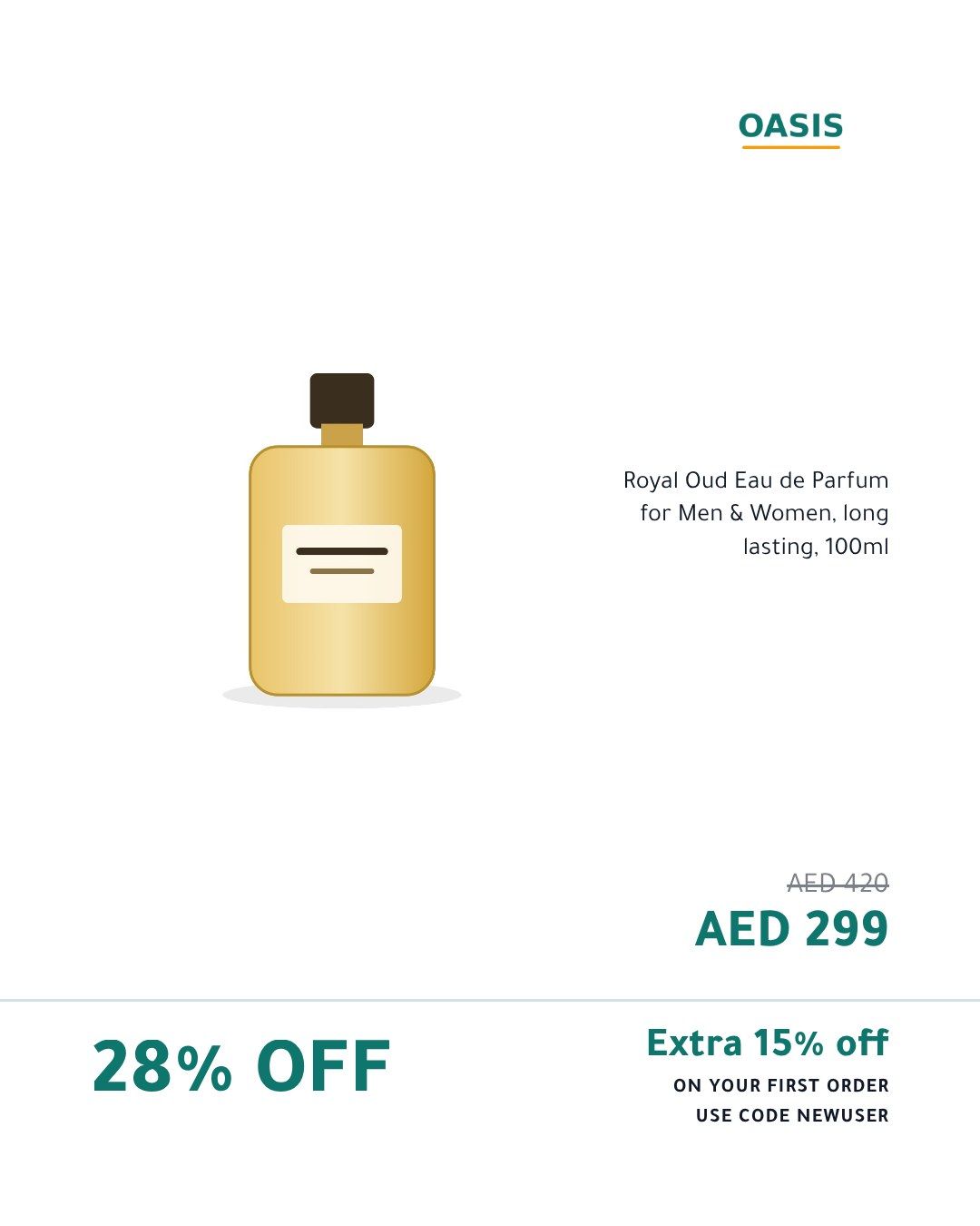 The Promo code template, 4:5 feed, on a sample product